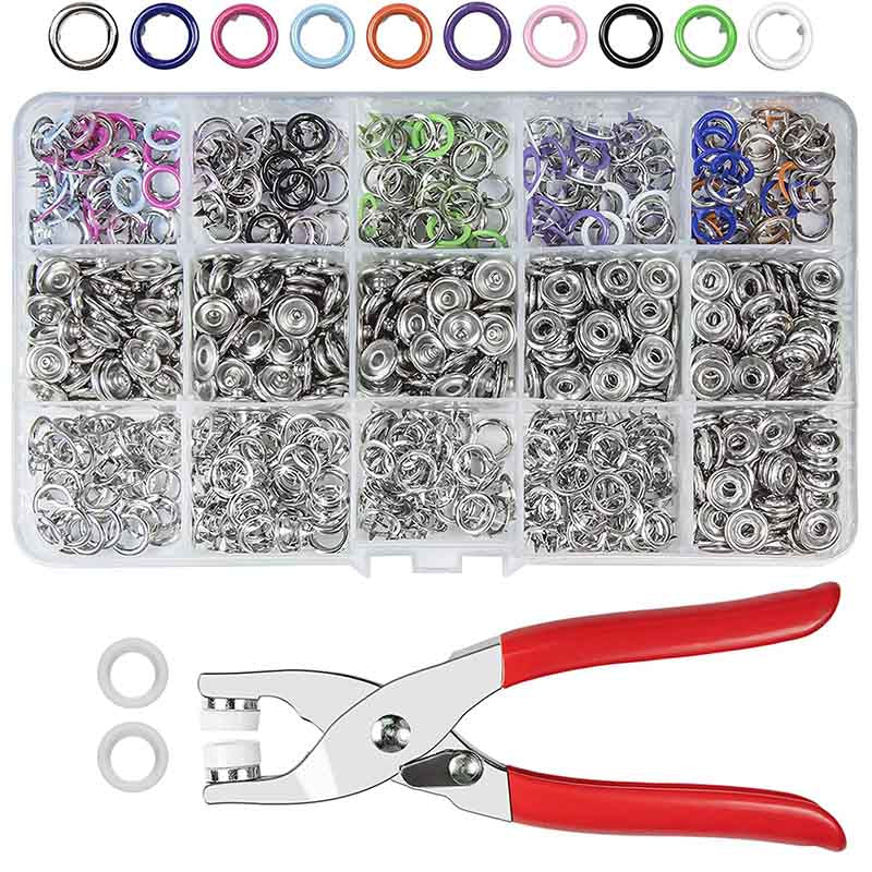 🧵50% DI SCONTO! 🔘 Kit fai da te per l'applicazione di bottoni – Set completo di attrezzi, facile da usare e per rinforzare i tuoi capi ✂️