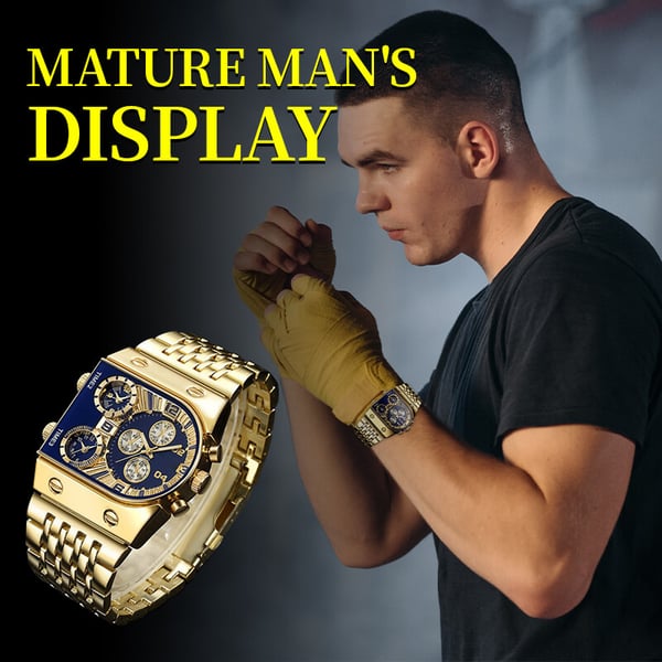 💼Orologio da uomo d'affari | Quadrante grande da 51 mm | Fibbia pieghevole in oro e acciaio | Impermeabile ed elegante