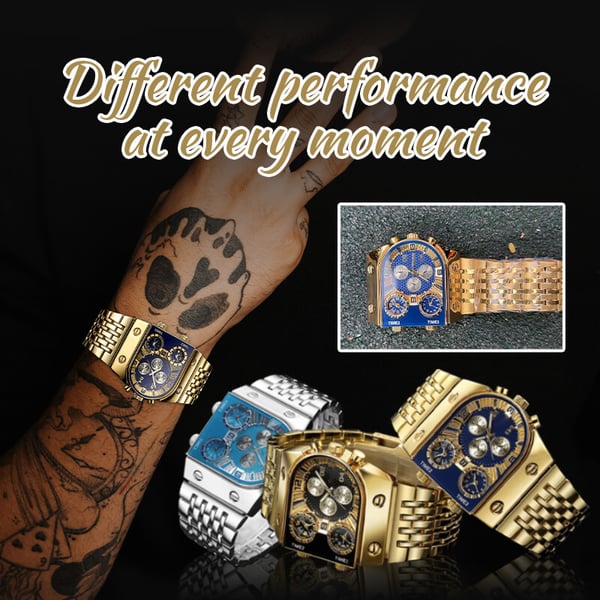 💼Orologio da uomo d'affari | Quadrante grande da 51 mm | Fibbia pieghevole in oro e acciaio | Impermeabile ed elegante