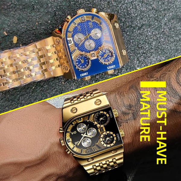 💼Orologio da uomo d'affari | Quadrante grande da 51 mm | Fibbia pieghevole in oro e acciaio | Impermeabile ed elegante
