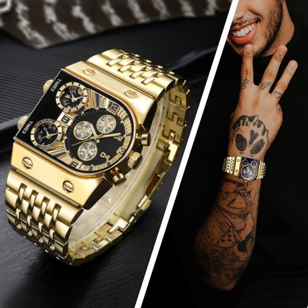 💼Orologio da uomo d'affari | Quadrante grande da 51 mm | Fibbia pieghevole in oro e acciaio | Impermeabile ed elegante