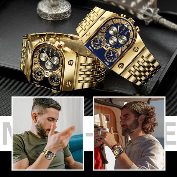 💼Orologio da uomo d'affari | Quadrante grande da 51 mm | Fibbia pieghevole in oro e acciaio | Impermeabile ed elegante