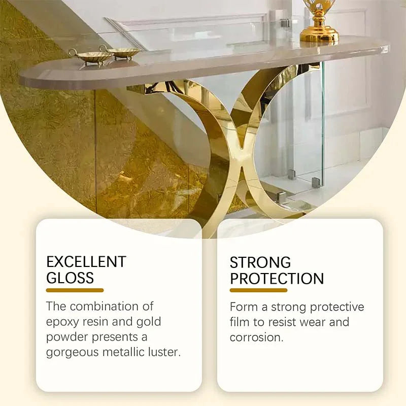 🎨🏡Set di vernici effetto foglia d'oro – Vernice metallizzata dorata a base d'acqua, resistente alle intemperie, con pennello, ideale per mobili, decorazioni e progetti fai da te all'aperto