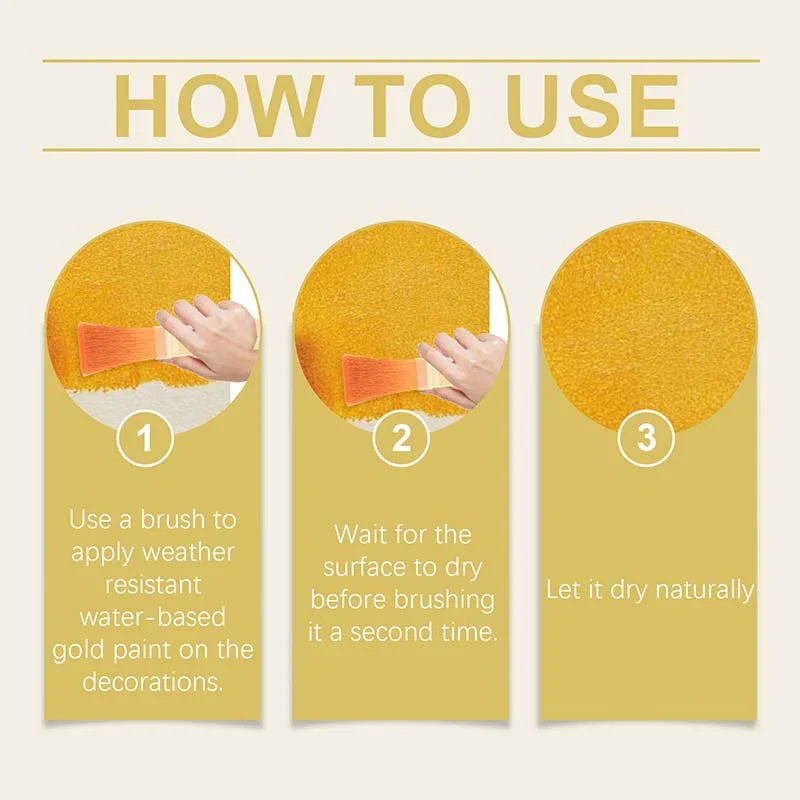 🎨🏡Set di vernici effetto foglia d'oro – Vernice metallizzata dorata a base d'acqua, resistente alle intemperie, con pennello, ideale per mobili, decorazioni e progetti fai da te all'aperto