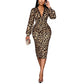 📢📢SCONTO DEL 60% !! ⏰Abito da donna in pizzo leopardato con scollo a V e maniche a lanterna, lunghezza media