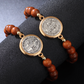 🛡️A Guardian's Companion✨Bracciale di San Benedetto con perline di legno naturale🎁Regolabile, adatto sia per uomini che per donne