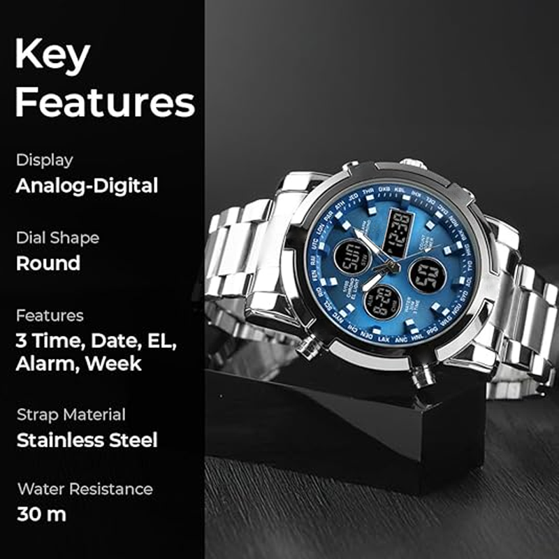 📢📢SCONTO DEL 60%!! ⏰ Orologio analogico-digitale militare impermeabile da uomo - 48 mm, multifunzione e cinturino in acciaio inossidabile! 🕰️💪