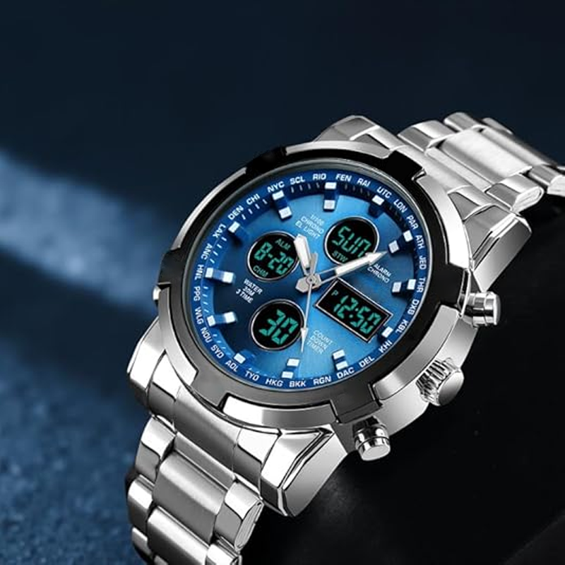 📢📢SCONTO DEL 60%!! ⏰ Orologio analogico-digitale militare impermeabile da uomo - 48 mm, multifunzione e cinturino in acciaio inossidabile! 🕰️💪