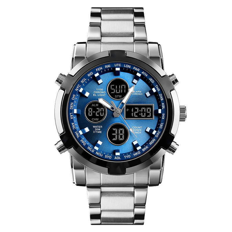 📢📢SCONTO DEL 60%!! ⏰ Orologio analogico-digitale militare impermeabile da uomo - 48 mm, multifunzione e cinturino in acciaio inossidabile! 🕰️💪