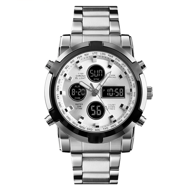 📢📢SCONTO DEL 60%!! ⏰ Orologio analogico-digitale militare impermeabile da uomo - 48 mm, multifunzione e cinturino in acciaio inossidabile! 🕰️💪