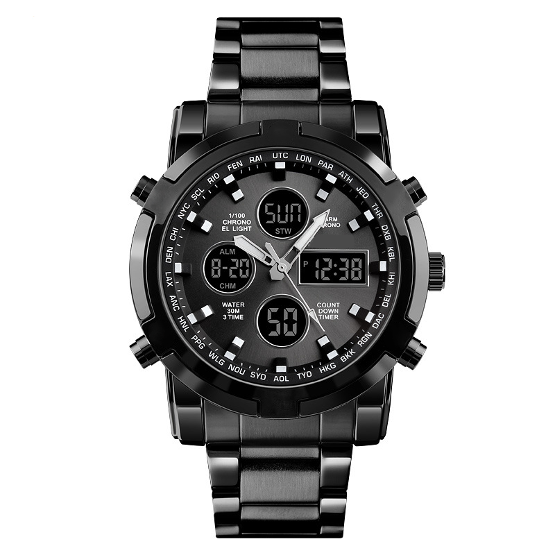 📢📢SCONTO DEL 60%!! ⏰ Orologio analogico-digitale militare impermeabile da uomo - 48 mm, multifunzione e cinturino in acciaio inossidabile! 🕰️💪