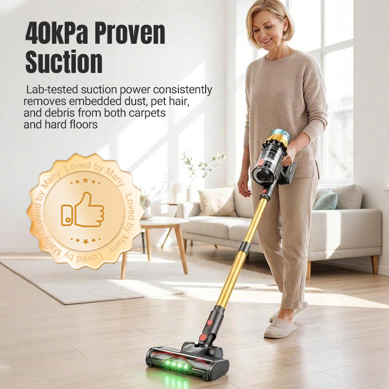 🔈🔈60% DI SCONTO🔥Aspirapolvere verticale senza fili ultra silenzioso da 45000Pa / Adatto per la pulizia di tappeti, pavimenti duri e peli di animali