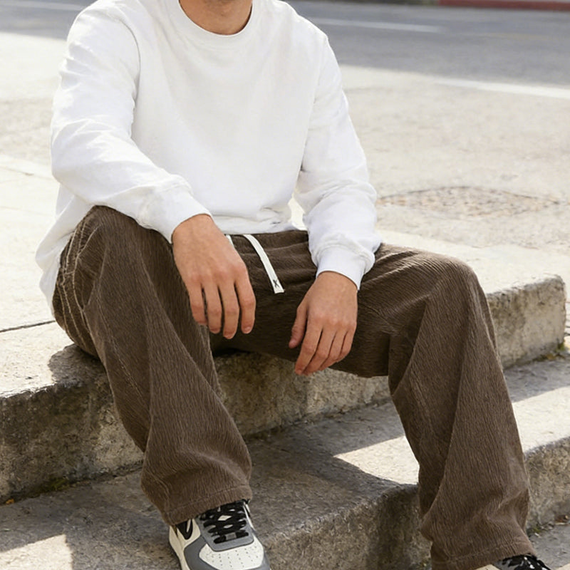 🔈🔈60% DI SCONTO ORA👖Pantaloni larghi da uomo con coulisse e tasche– Morbidi, casual e con tasche pratiche