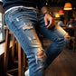👖SCONTO DEL 60%! 🔥 Jeans skinny da uomo alla moda con effetto consumato – Vestibilità slim affusolata, cotone traspirante e dettagli strappati di tendenza