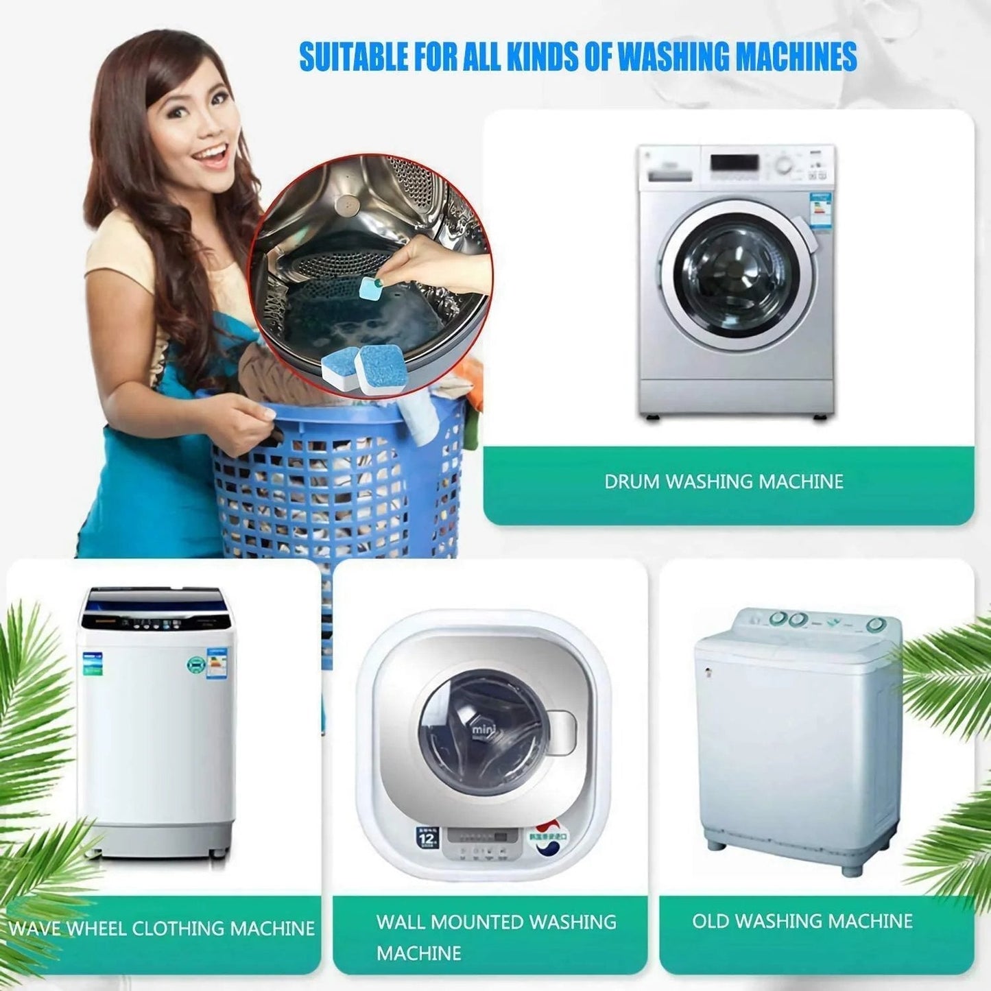 🧼 SCONTO DEL 60%! 💦 Pastiglie per la pulizia profonda della lavatrice: eliminano il 99% dei batteri, rimuovono gli odori e prevengono la muffa 🧽