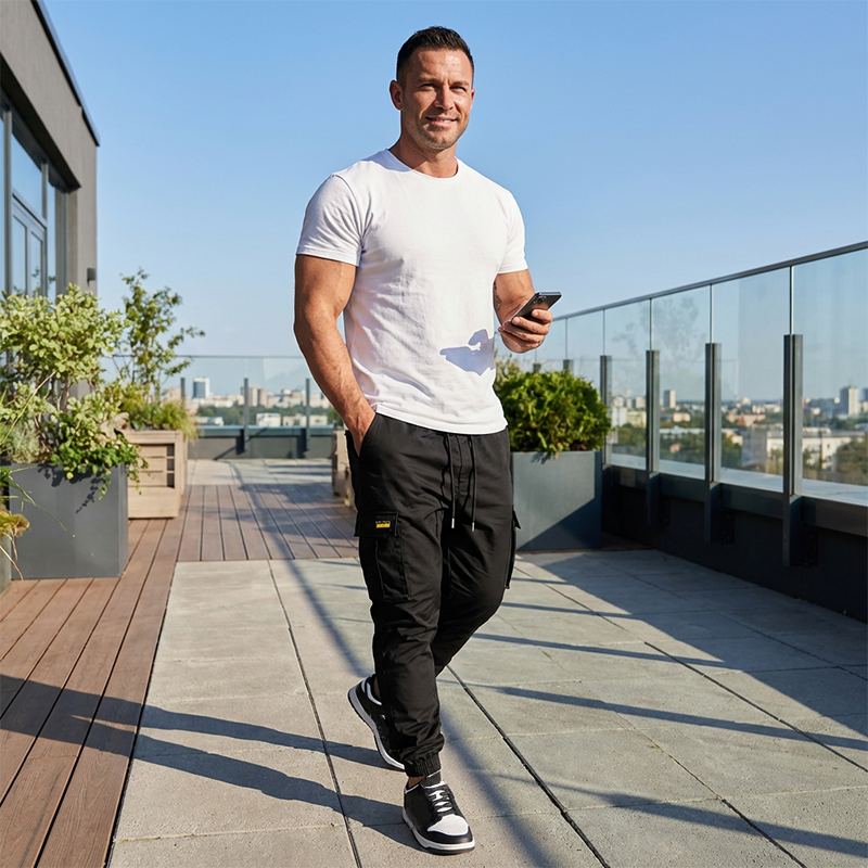 👖50% DI SCONTO🏃 Pantaloni da lavoro in felpa | Cintura con coulisse · Poliestere resistente · Gamba affusolata · Tasche multiple