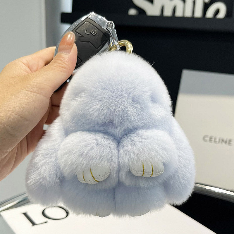 🐰SCONTO DEL 60% ORA! 🏆 Ciondoli morbidi a forma di coniglietto con pompon fatti a mano: design adorabile, filato di prima qualità e perfetti per borse/chiavi 🎀