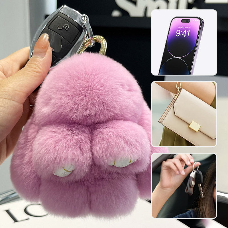 🐰SCONTO DEL 60% ORA! 🏆 Ciondoli morbidi a forma di coniglietto con pompon fatti a mano: design adorabile, filato di prima qualità e perfetti per borse/chiavi 🎀