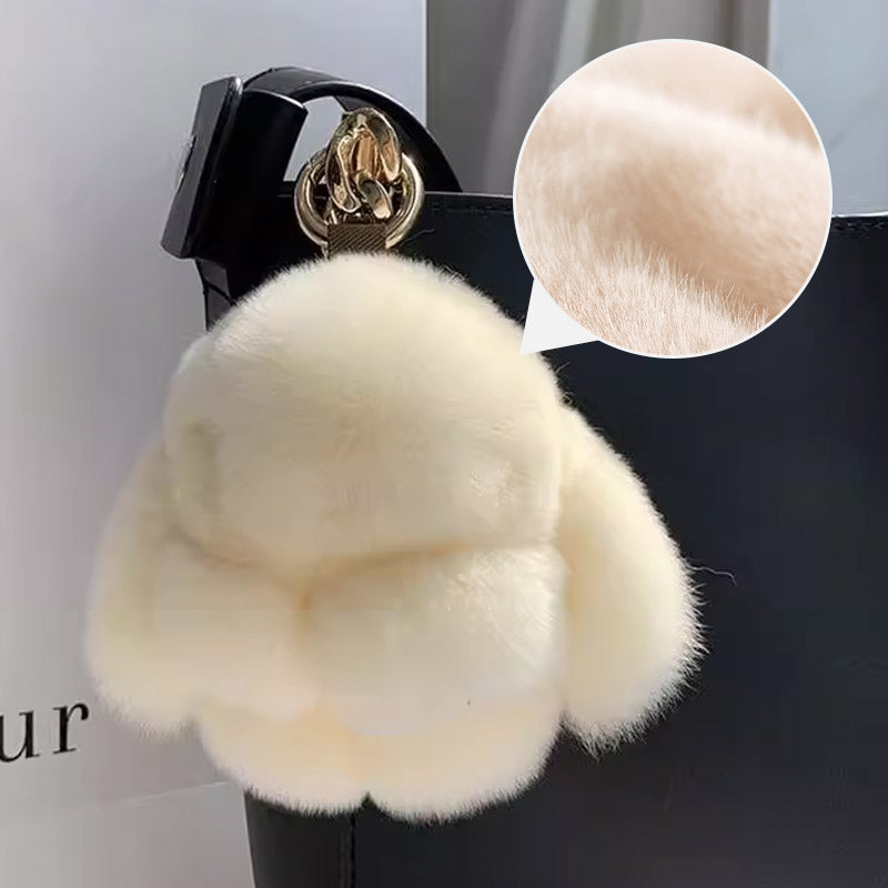 🐰SCONTO DEL 60% ORA! 🏆 Ciondoli morbidi a forma di coniglietto con pompon fatti a mano: design adorabile, filato di prima qualità e perfetti per borse/chiavi 🎀