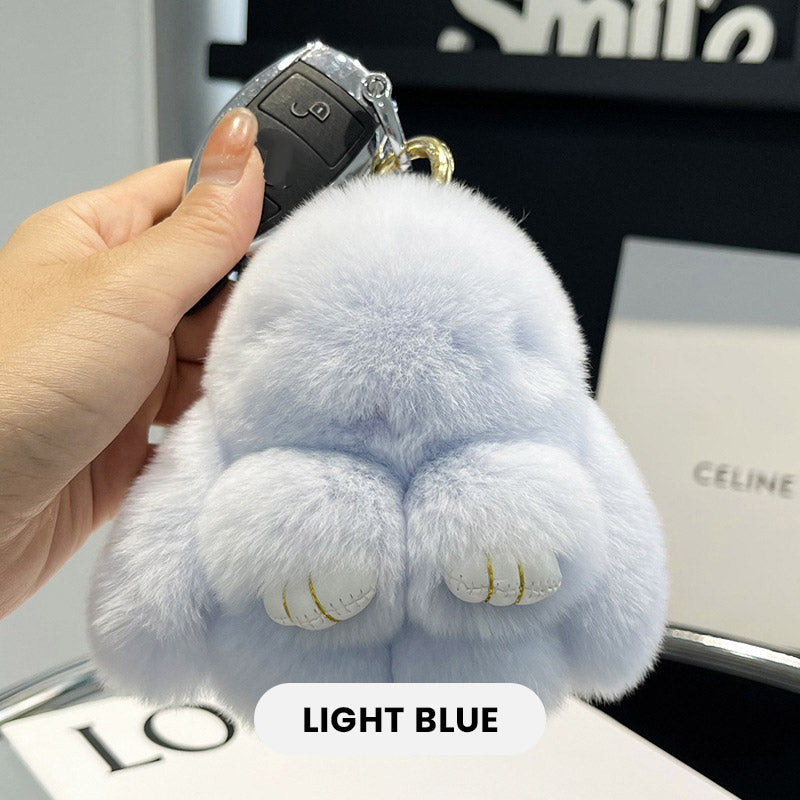 🐰SCONTO DEL 60% ORA! 🏆 Ciondoli morbidi a forma di coniglietto con pompon fatti a mano: design adorabile, filato di prima qualità e perfetti per borse/chiavi 🎀