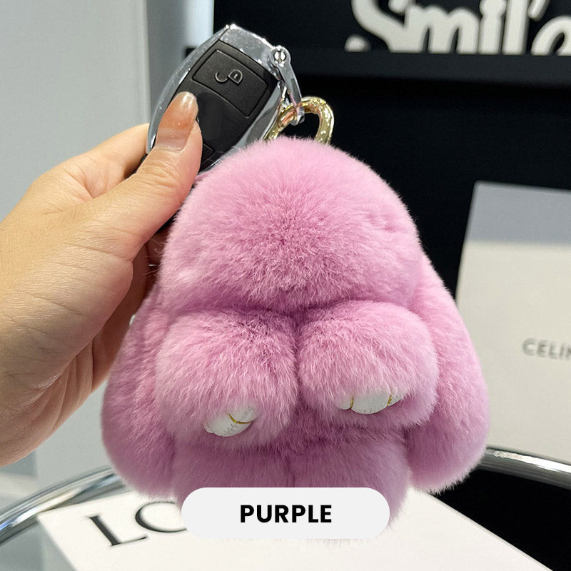 🐰SCONTO DEL 60% ORA! 🏆 Ciondoli morbidi a forma di coniglietto con pompon fatti a mano: design adorabile, filato di prima qualità e perfetti per borse/chiavi 🎀