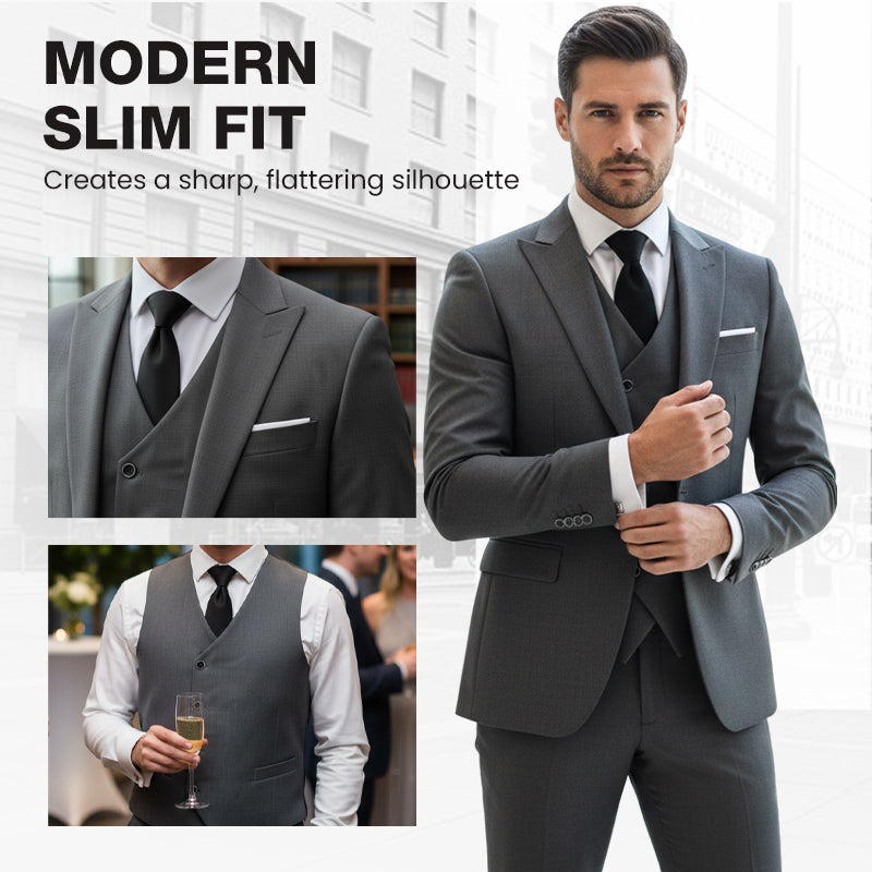 👔 ORA CON IL 60% DI SCONTO! 🕴️ Completo da uomo slim fit 3 pezzi: vestibilità su misura, tessuto di alta qualità e perfetto per le occasioni formali 🤵