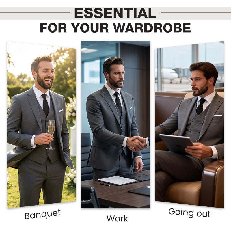 👔 ORA CON IL 60% DI SCONTO! 🕴️ Completo da uomo slim fit 3 pezzi: vestibilità su misura, tessuto di alta qualità e perfetto per le occasioni formali 🤵