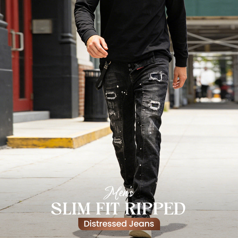 🔈🔈NUOVI PRODOTTI PIÙ VENDUTI - SCONTO DEL 60%👖Jeans strappati slim fit da uomo