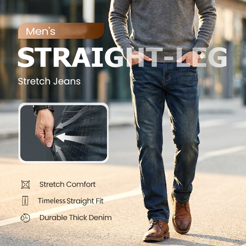 👖NUOVO ARRIVO - SCONTO DEL 60%🔥🥳OLTRE 50.000 VENDUTI!💥Jeans elasticizzati a gamba dritta da uomo
