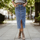 🔈🔈SCONTO DEL 60%👗Gonna in denim a vita alta con bottoni sul davanti