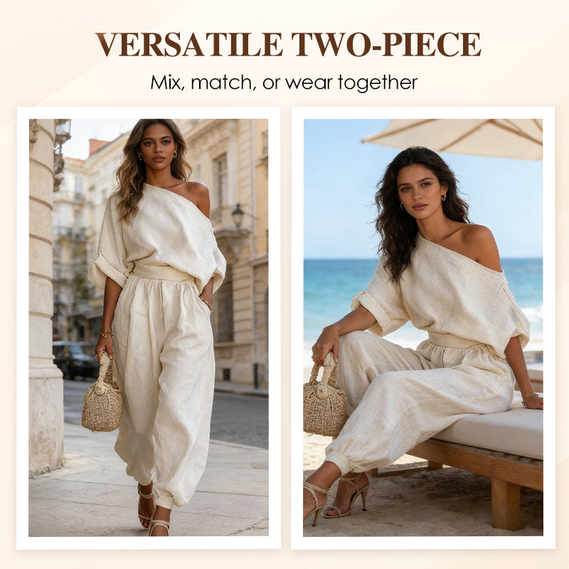 🎁NUOVO ARRIVO SCONTO DEL 60%💥Completo da donna composto da top asimmetrico monospalla e pantaloni