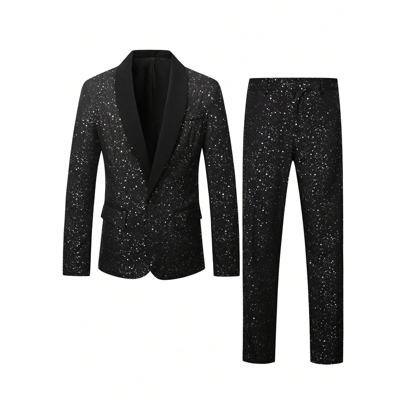 🔈🔈ARRIVI EW 2026 - SCONTO DEL 60%!!!🧥👖 Completo smoking nero scintillante da uomo