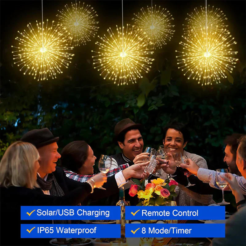🎆SCONTO DEL 60%! 💡 Luci a LED con filo di rame a forma di fuochi d'artificio - Filo di rame flessibile, luce calda e illuminazione decorativa per feste ✨