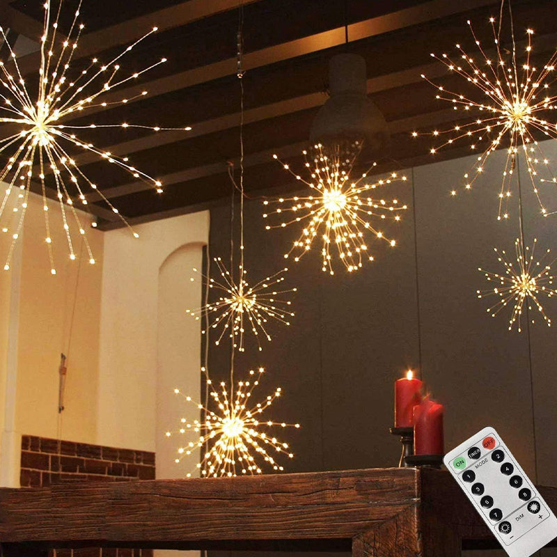 🎆SCONTO DEL 60%! 💡 Luci a LED con filo di rame a forma di fuochi d'artificio - Filo di rame flessibile, luce calda e illuminazione decorativa per feste ✨