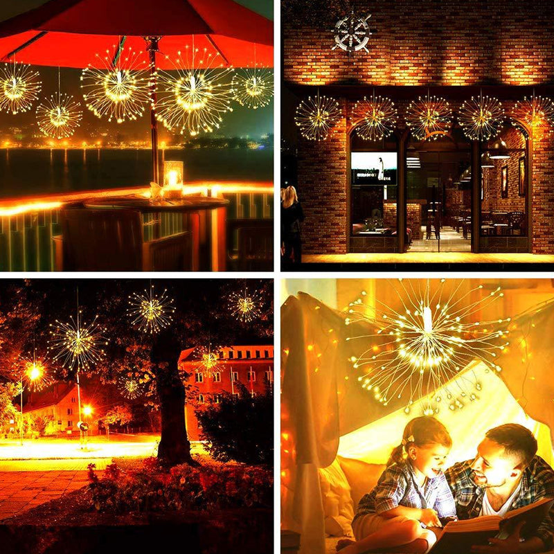 🎆SCONTO DEL 60%! 💡 Luci a LED con filo di rame a forma di fuochi d'artificio - Filo di rame flessibile, luce calda e illuminazione decorativa per feste ✨