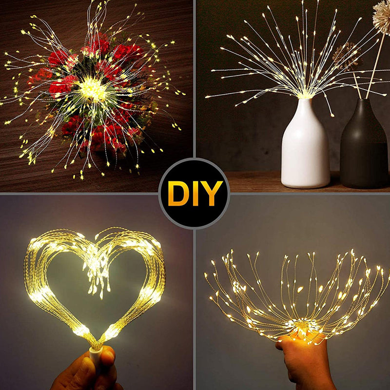 🎆SCONTO DEL 60%! 💡 Luci a LED con filo di rame a forma di fuochi d'artificio - Filo di rame flessibile, luce calda e illuminazione decorativa per feste ✨