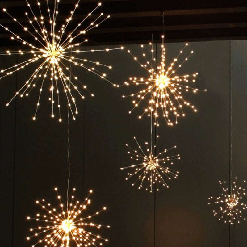 🎆SCONTO DEL 60%! 💡 Luci a LED con filo di rame a forma di fuochi d'artificio - Filo di rame flessibile, luce calda e illuminazione decorativa per feste ✨
