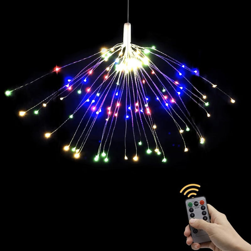🎆SCONTO DEL 60%! 💡 Luci a LED con filo di rame a forma di fuochi d'artificio - Filo di rame flessibile, luce calda e illuminazione decorativa per feste ✨