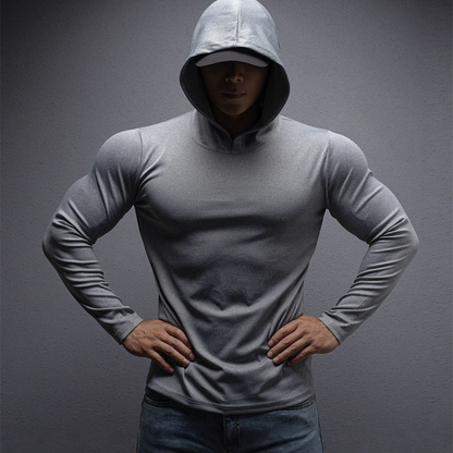 🔥NUOVO MODELLO 2026 - 60% DI SCONTO💪 Felpa con cappuccio da fitness a maniche lunghe da uomo, modello Stretch-Fit
