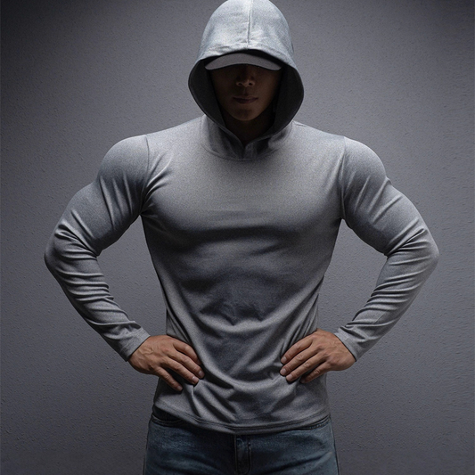 🔥NUOVO MODELLO 2026 - 60% DI SCONTO💪 Felpa con cappuccio da fitness a maniche lunghe da uomo, modello Stretch-Fit