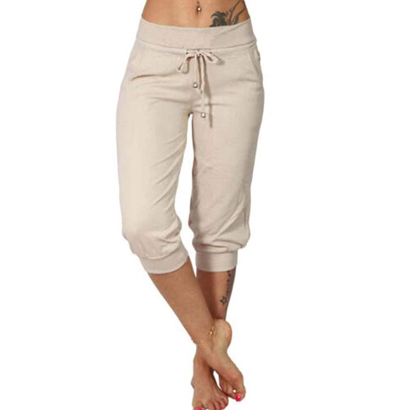 👖SCONTO DEL 60%! 🔥Pantaloni della tuta corti con coulisse in vita – Morbido poliestere, lunghezza capri e tasche laterali (6 colori, taglie dalla S alla 3XL) 👖🌸