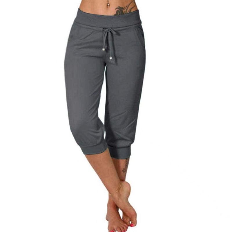 👖SCONTO DEL 60%! 🔥Pantaloni della tuta corti con coulisse in vita – Morbido poliestere, lunghezza capri e tasche laterali (6 colori, taglie dalla S alla 3XL) 👖🌸