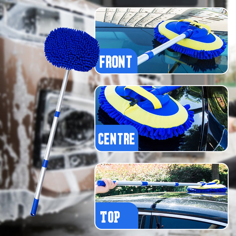🚗SCONTO DEL 60% ORA! 🧽 Mocio per autolavaggio telescopico in alluminio resistente con manico lungo – Microfibra morbida, antigraffio e lunghezza regolabile ✨