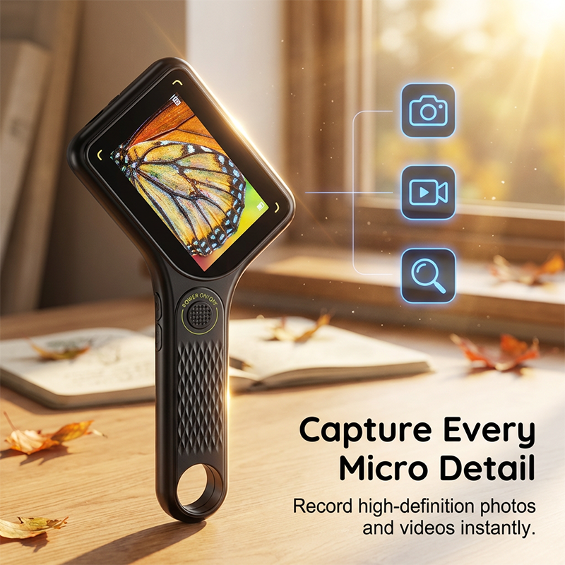 Microscopio Portatile 🔬 — Schermo IPS da 3 pollici, Autofocus 500x, 8 LED regolabili, Acquisizione Foto e Video, Connettività PC — Esplora e cattura liberamente il mondo microscopico! 📸