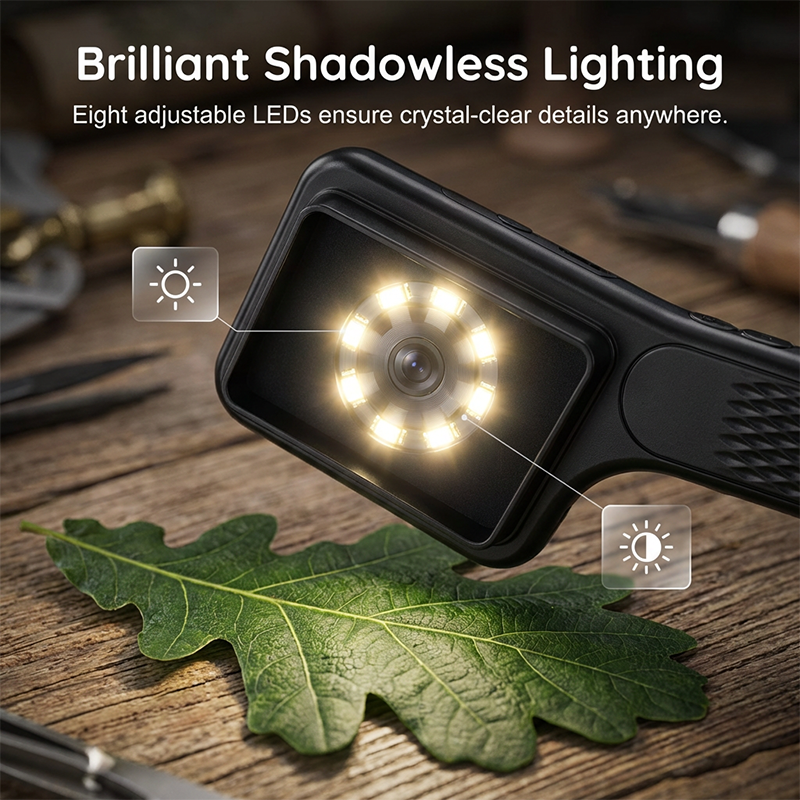 Microscopio Portatile 🔬 — Schermo IPS da 3 pollici, Autofocus 500x, 8 LED regolabili, Acquisizione Foto e Video, Connettività PC — Esplora e cattura liberamente il mondo microscopico! 📸