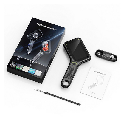 Microscopio Portatile 🔬 — Schermo IPS da 3 pollici, Autofocus 500x, 8 LED regolabili, Acquisizione Foto e Video, Connettività PC — Esplora e cattura liberamente il mondo microscopico! 📸
