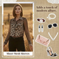 👚SCONTO DEL 60%! 🐆 Camicetta da donna con stampa leopardata e inserti in rete a contrasto – Maniche lunghe, vestibilità aderente e perfetta per l'ufficio e la sera ✨