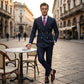 Abito gessato da uomo 👔 Effetto snellente e allungante, doppiopetto con revers a punta, vestibilità slim 💼 Adatto per lavoro e matrimoni 🏆