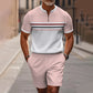 🔥SCONTO DEL 60%🔥 Completo da uomo composto da camicia con cerniera a un quarto e pantaloncini