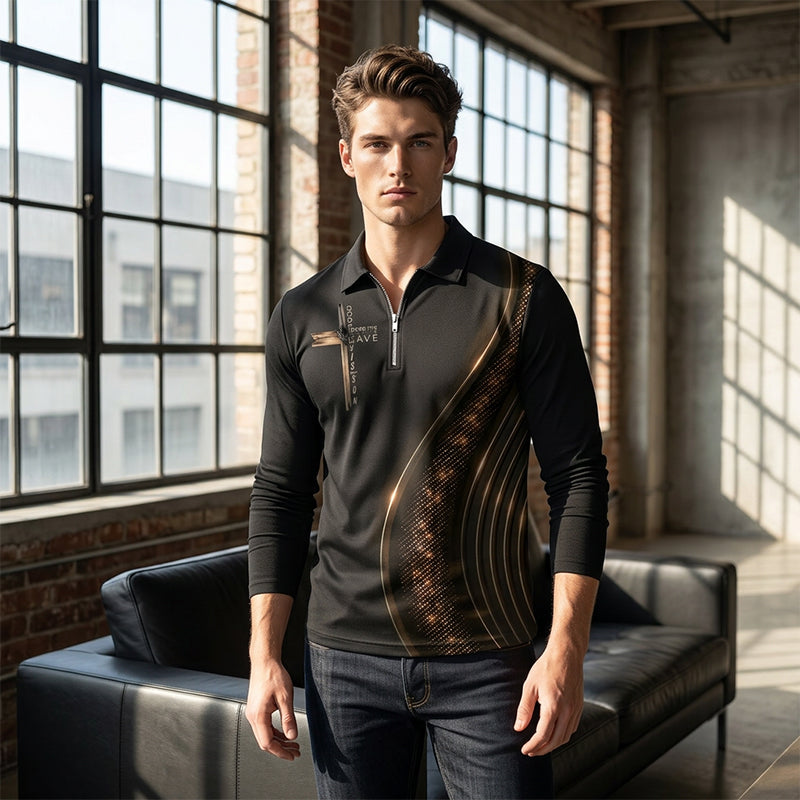 🎁NUOVO ARRIVO SCONTO DEL 60%💥Polo da uomo casual retrò a maniche lunghe con zip